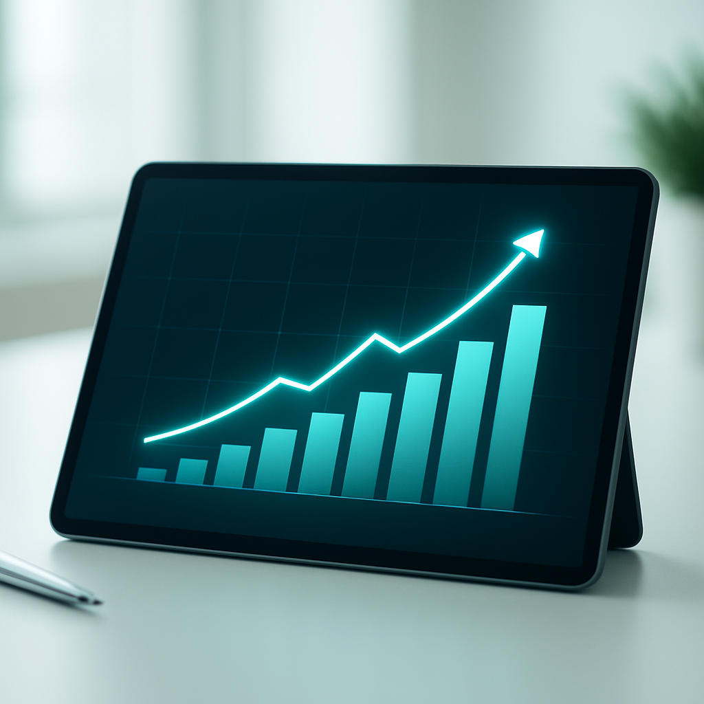 Upward-trending investment growth chart symbolising compounding returns