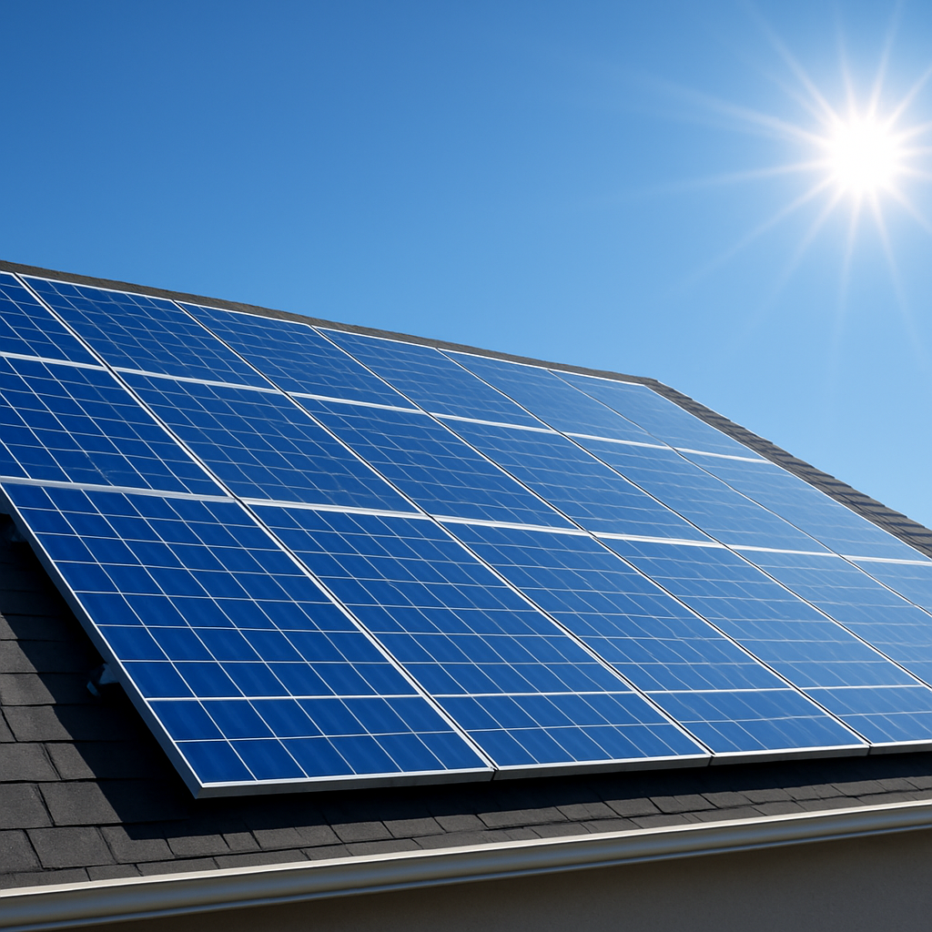 Solar panels on a residential rooftop